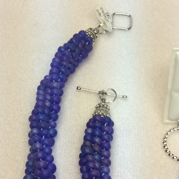 FINAL SALE PRICE Gorgeous Handmade Blue & Purple Matte Jewelry Set - Picture 4 of 5